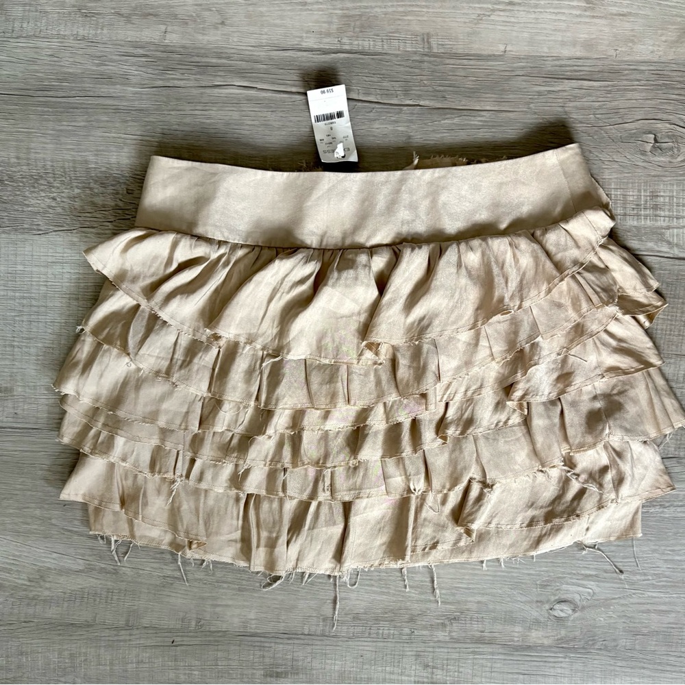 Express Cream Tiered Mini Skirt